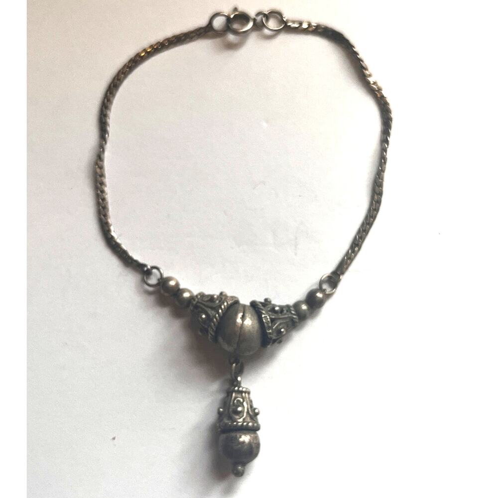 Vintage Silver Bracelet Intricate Dangling Design Ethnic Jewelry Collectible